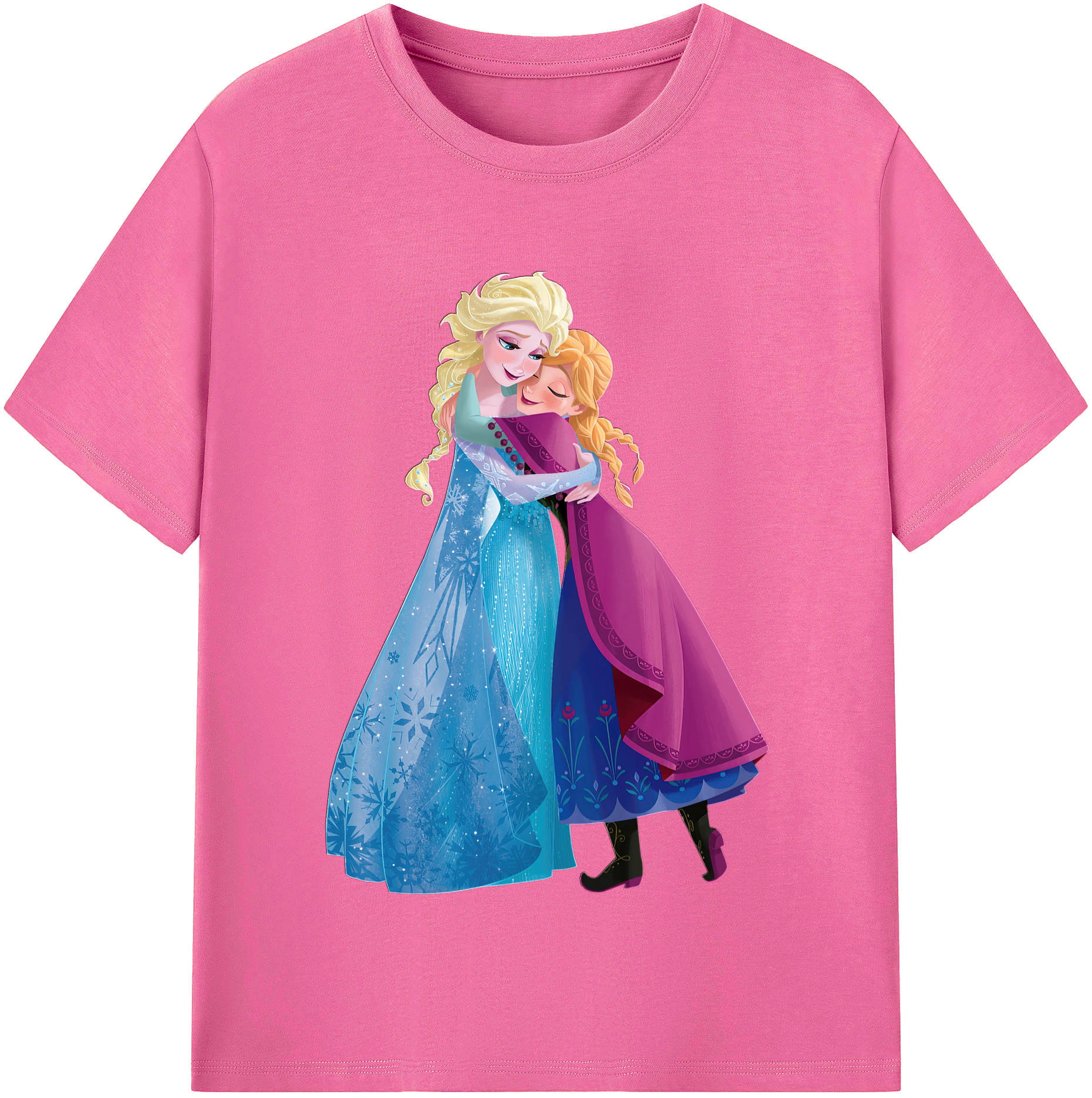 （画像用） アナと雪の女王 アンナ エルサ Frozen Anna Elsa レディースカジュアルプリントTシャツ（綿100％）